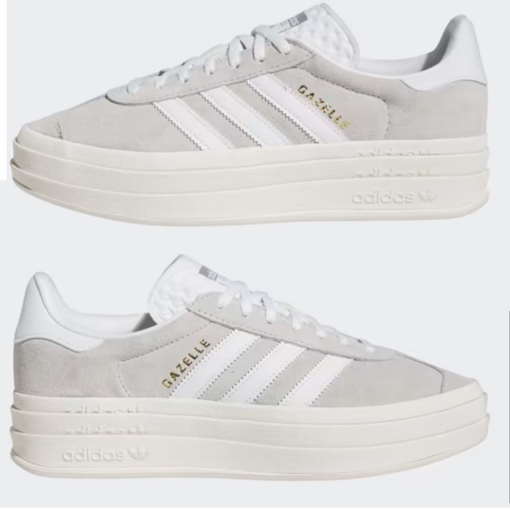 NEW Adidas Gazelle Bold W Grey White Suede Platform Sz 7 Us Eu 38 NWT NIB